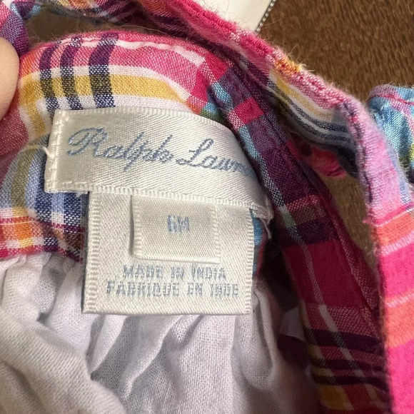 Ralph Lauren Baby Girls Sleeveless Plaid Dress With Ruffle Detail - Picture 3 of 3